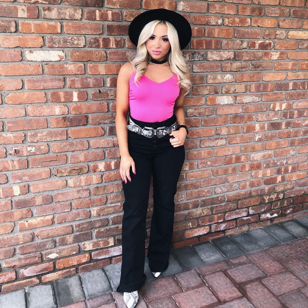 Neon pink bodysuit
